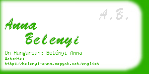 anna belenyi business card